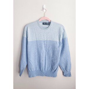 Calvin Klien CK blue extra fine marino wool v neck sweater Size L
